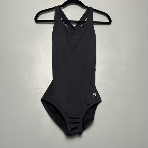 NWT Speedo Women’s Endurance One Piece Sport Swimsuit Black Moderate Cut Size 6 - Picture 1 of 7